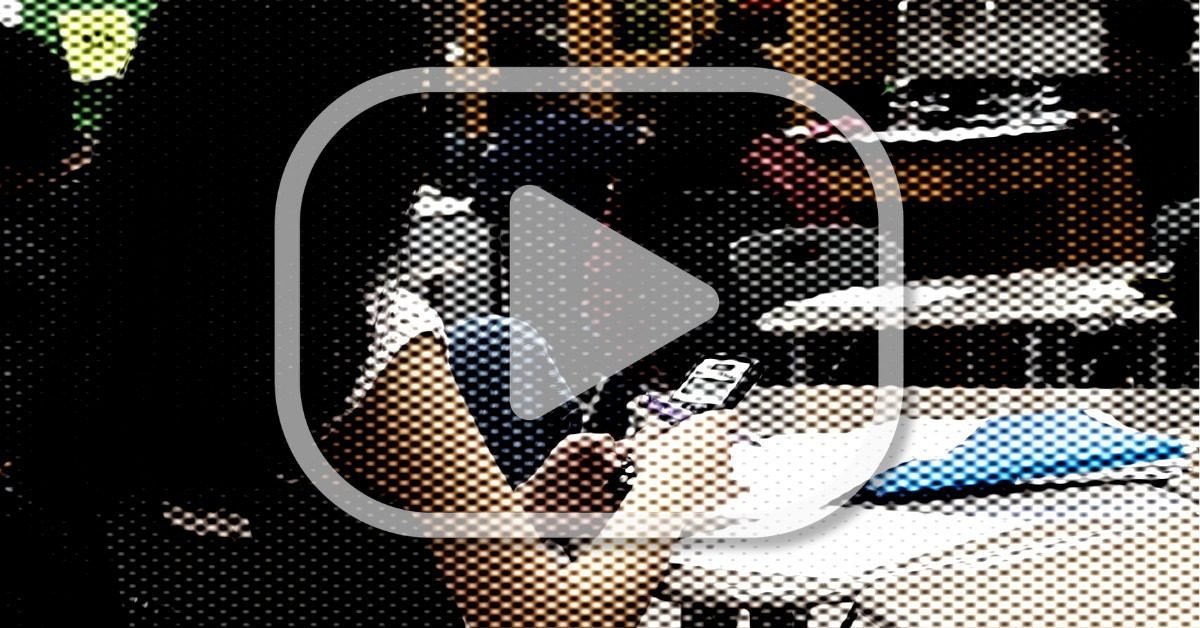 girl on phone with graphic overlay